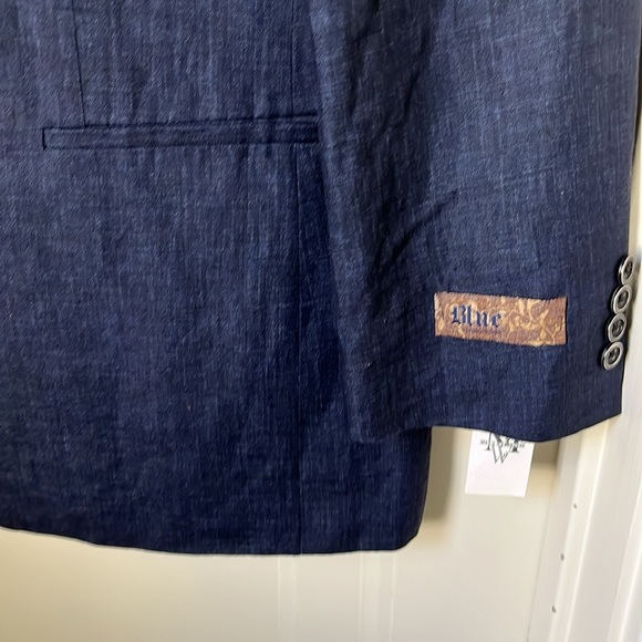Blue Linen Blazer Jacket Size 42R 100% Linen NWT 42 R - Picture 11 of 11